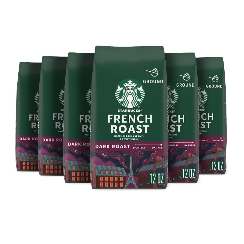 Photo 1 of  Starbucks Ground Coffee, Dark Roast Coffee, French Roast, 100% Arabica, 6 bags (12 oz each) BEST BY 03 APR 2025