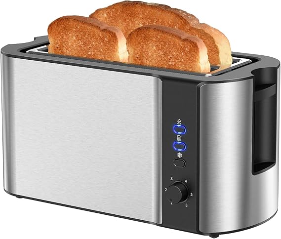 Photo 1 of 10'' Long Slot Toaster 2 Slice, Extra-Wide Stainless Steel 4 Slice Toaster, Warming Rack & 6 Shade Settings, Defrost/Reheat/Cancel, Toaster for Croissants Bread(Silver)