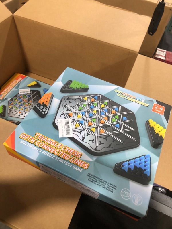 Photo 1 of Chain Triangle Chess Game, Triggle Game, 2024 New Triangle Chess Game, Triggle Rubber Band Game, Board Games for Family Night, Family Games for Kids and Adults (2 to 4 Players)