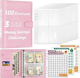 Photo 1 of 100 Envelopes Money Saving Challenge - Christmas Gifts for Women Friends, Savings Challenges Book with Envelopes & Challenge Tracker, Easy and Fun Way to Save $5,050 - Pink