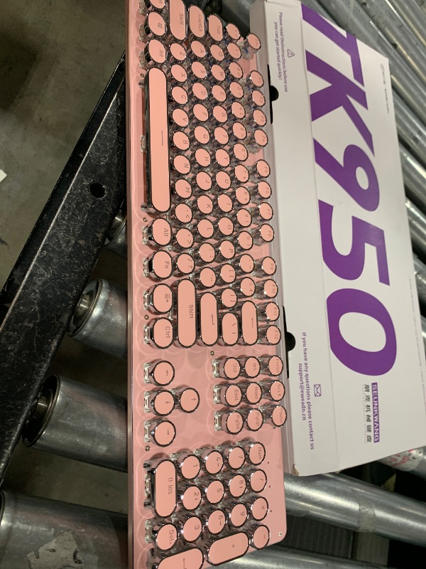 Photo 1 of EWEADN TK950 Typewriter Keyboard Wireless Mechanical Keyboard, 104 Keys Aesthetic Typewriter Keyboard with White Backlit, Anti-Ghosting, Blue Switch Bluetooth/2.4GHz/USB-C Wired Cute keyboard-Pink