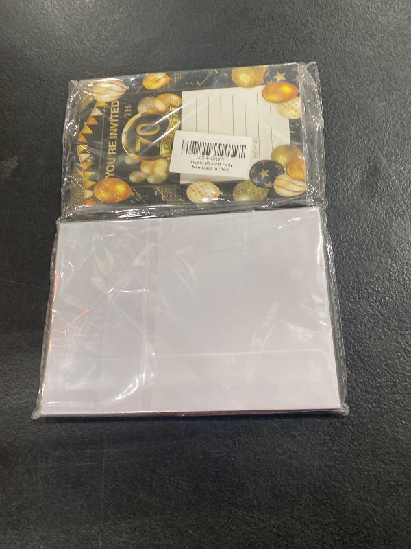 Photo 1 of EUDOSI 70th Birthday Party Invitations - Back in 1954 Invites Black and Gold 70 Year Old Birthday Invitations Set for Bday Anniversary (20 Invitations and Envelopes)