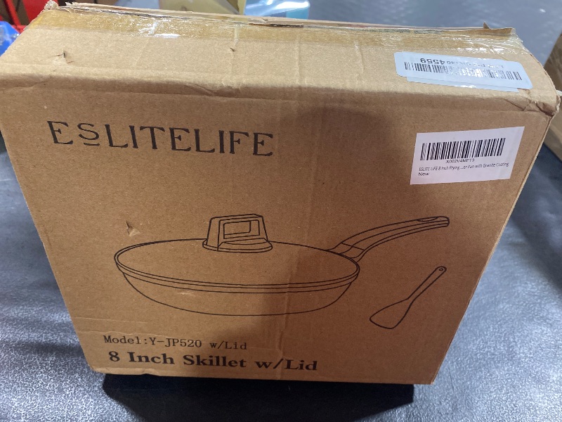 Photo 1 of ESLITE LIFE Nonstick Ceramic Frying Pan Skillet with Lid, Non-Toxic Egg Omelette Kitchen Cooking Pans Compatible with All Stovetops (Gas, Electric & Induction), PTFE & PFOA Free (Black, 8" w/Lid)