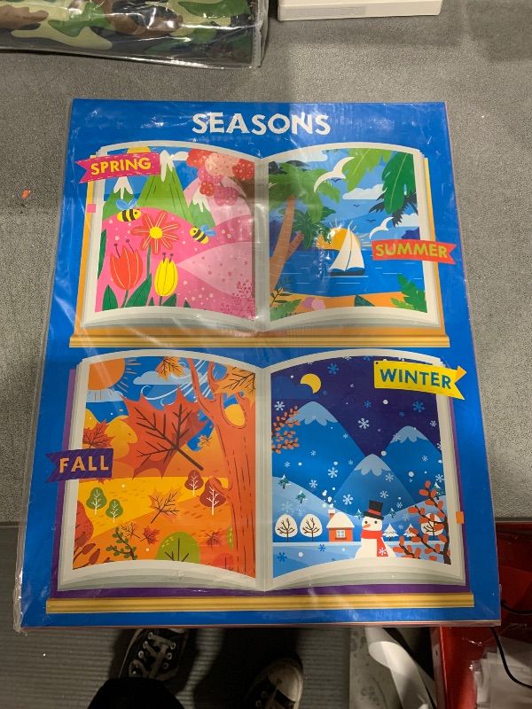 Photo 1 of 15 Packs Math Poster, Thick Early Learning Posters Waterproof & Tear Proof with PET Film, Multiplication/Addition/Money/Season/Fractions/Shapes Educational Posters for Preschool Toddlers (17.5”x13.4”)