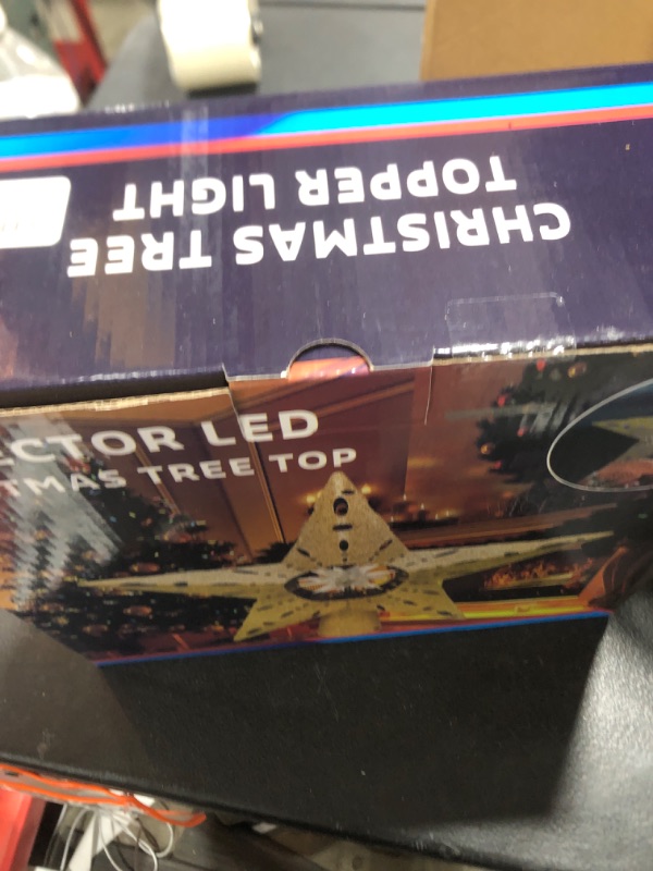 Photo 1 of 2024 Upgraded Christmas Tree Topper Star with 360°Rotating LED Lights [Dual Projection on Ceiling & Walls, and Elegant Moravian Star Design] Christmas Tree Topper Lights for Holiday Decor - Gold