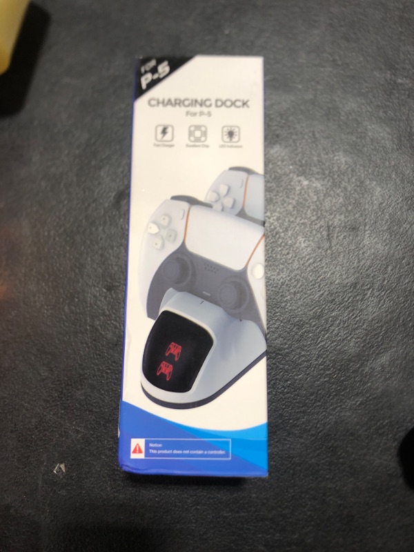 Photo 1 of PS5 Controller Charging Station, PlayStation 5 Dualsense Controller Charger Dock with Dual Stand, Upgrade PS5 Slim Controller Charger Accessory with Fast Charge Cable, PS5 Charging Station, White