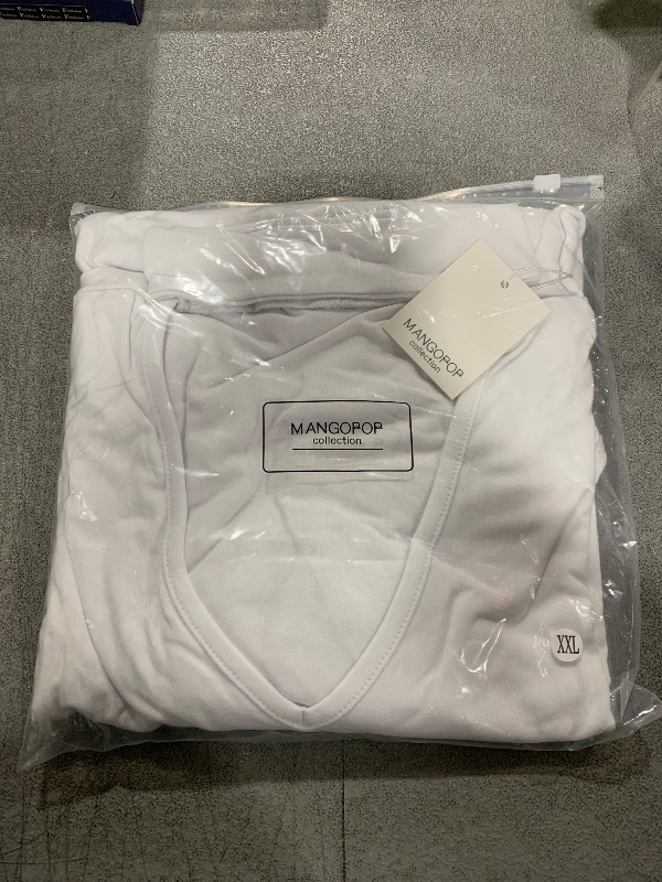 Photo 1 of MANGOPOP Mock Turtleneck V Neck Long Sleeve Bodysuit for Women Cutout Front Body Suit Sexy(XX-Large,White)
