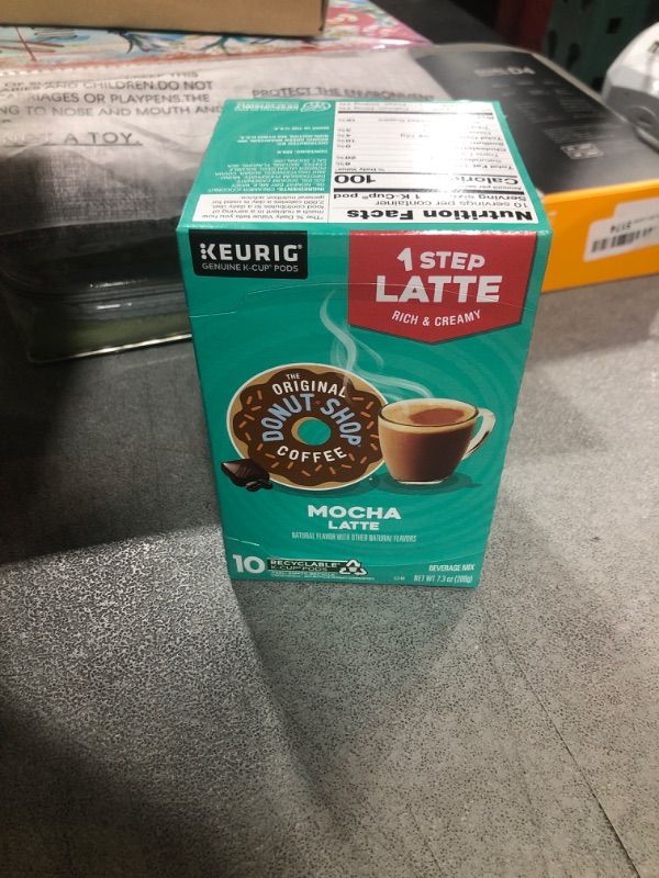 Photo 2 of 10ct The Original Donut Shop Mocha Latte Keurig K-Cup Coffee Pods Flavored Coffee Dark Roast Best By March 28 2025