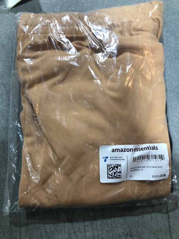 Photo 1 of Amazon Essentials Men's Performance Tech Loose-Fit Shorts - Discontinued Colors, Pack of 2, Black/Camel, X-Large