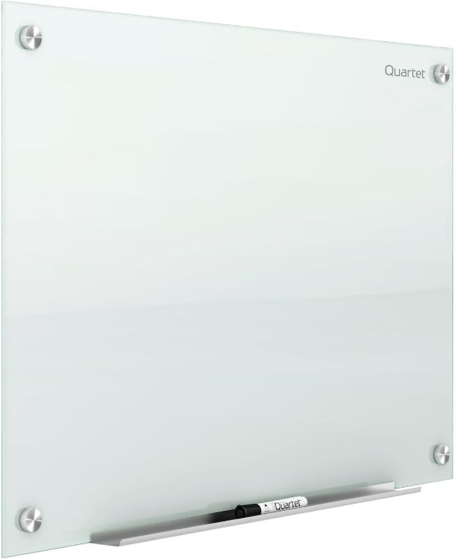 Photo 1 of Quartet Magnetic Glass Dry Erase White Board, 48''W x 36''H Whiteboard, Infinity Frameless Mounting, White Surface (G4836W)
