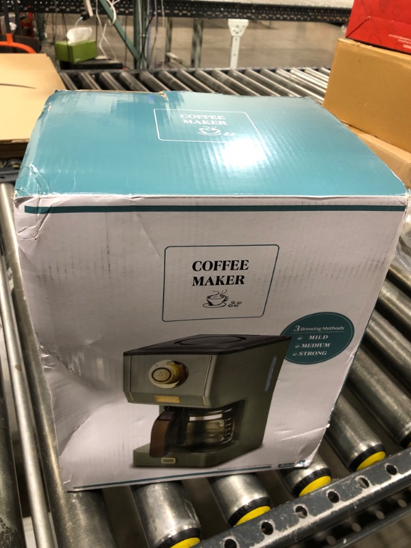Photo 1 of Amaste Drip Coffee Machine with 25 Oz Glass Pot, Retro Style Maker with Reusable Coffee Filter & Three Brewing Modes, 30minute-Warm-Keeping, Matcha Green