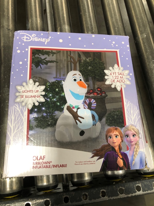 Photo 2 of Gemmy 4 Ft Airblown Inflatable Frozen Olaf Holding Hot Cocoa Disney Christmas Decoration