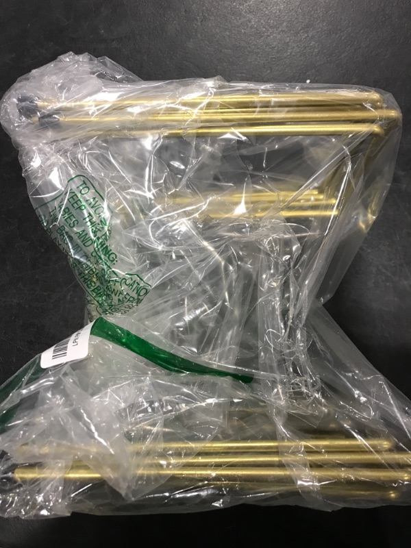 Photo 1 of MyGift Brass Metal Pizza Table Stands, Tabletop Pizza Pan Riser Food Platter Tray and Display Rack, Set of 4