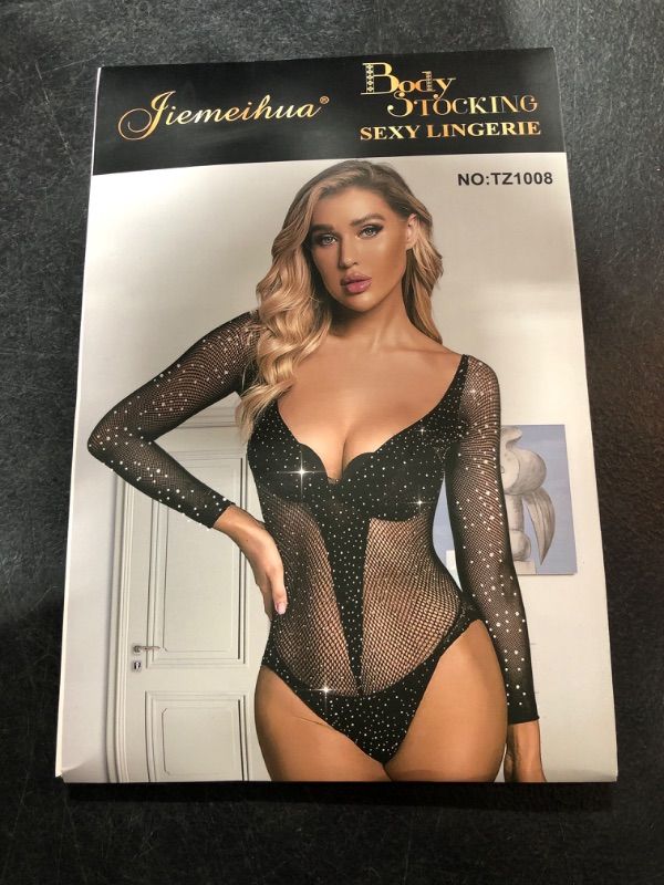 Photo 2 of Famstar Sexy Lingerie for Women Naughty Sparkle Rhinestone Set Bodysuit Outfits Teddy Erotic Mesh Women’s Lingerie