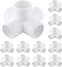 Photo 1 of 12 Pcs 3/4 Inch PVC Pipe Fittings, 4 Way PVC Fitting PVC Pipe Connectors, SCH40 PVC Elbow PVC Corner Fittings for Greenhouse Frame PVC Structure Tent Connectors (4 Way, 3/4 Inch)