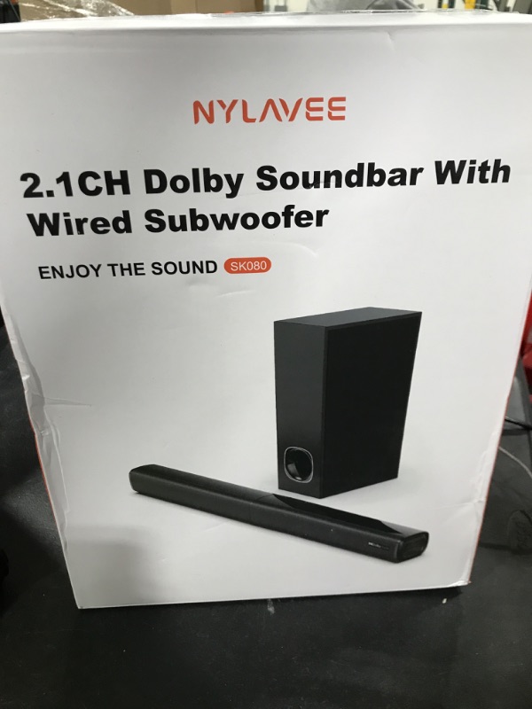 Photo 1 of Nylavee Sound Bar - 2.1ch Dolby Audio Soundbar with Subwoofer, 240W Loud Volume, Wall Mountable, 30 inch Bluetooth Sound Bar with HDMI ARC, Optical, AUX Connectivity for TV, Projector, Computer