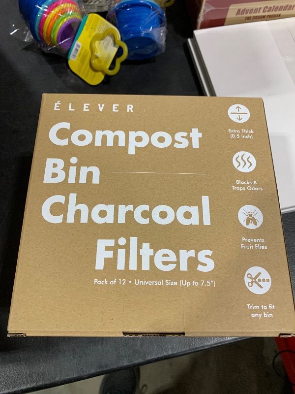 Photo 2 of 12 Charcoal Filters for 1.3 Galion Indoor Compost Bin Kitchen Odorless with Lid for Composting Food Waste Bucket for Counters, Stainless Steel Kitchen Compost Bin Countertop Trash Can Scrap Container