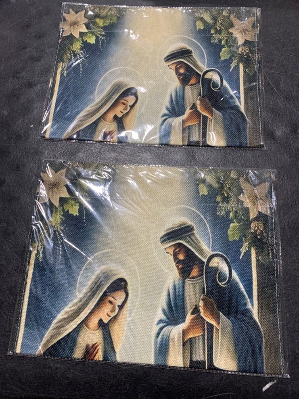 Photo 1 of 2   VWinter Garden Flags 12x18 Double Sided, Small Winter Yard Flag for Outside, Jesus Christmas Burlap Garden Flag, Winter Decorations for Home Outdoor