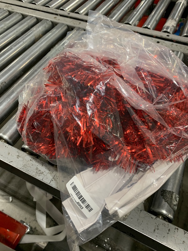 Photo 1 of Juegoal 4 FT Pre-lit Artificial Christmas Tree, Lighted Red Tinsel Pine Spruce Tree with 70 LED Lights, 8 Modes & Timer, Xmas Holiday Home Party Decor