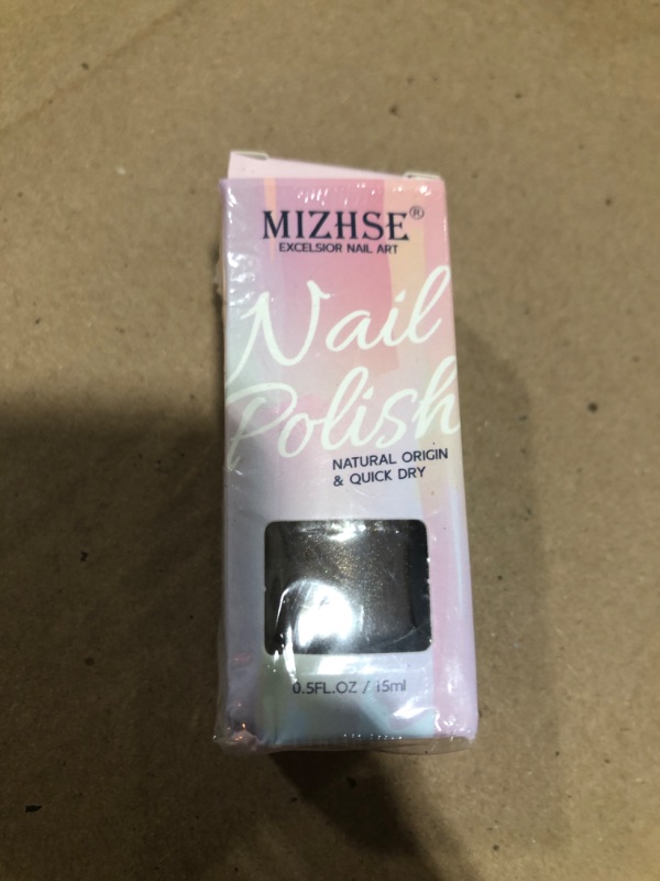 Photo 2 of MIZHSE Holographic Nail Polish, Light Brown Shimmery Nail Polish Non Gel, Air Dry Fast Glossy Shiny Nail Pigment Oil-based Laser Iridescent Nail Polish Chrome Nail Art Salon Manicure Home