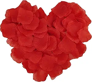 Photo 1 of 1000 Pcs Rose Petals Decoration, Roses Artifical Flowers, Fake Roses, Flower Petals for Proposal, Wedding, Happy Anniversary(Red)