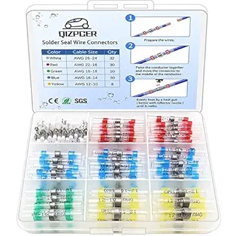 Photo 1 of 110 Pcs Heat Shrink Wire Connectors, Solder Seal Butt Connectors Kit Waterproof Marine Electrical Splice Terminals