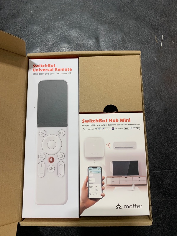 Photo 1 of SwitchBot Universal Remote Control with Hub Mini Matter Enabled, Multi-use Smart Remote with Customize App, Control 25 IR/Bluetooth Devices and 10 Scenes, Compatible with TV/AC/SwitchBot BLE Devices