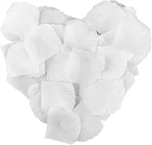 Photo 1 of 1000 Pcs Rose Petals Decoration, Roses Artifical Flowers, Fake Roses, Flower Petals for Proposal, Wedding, Happy Anniversary (White)