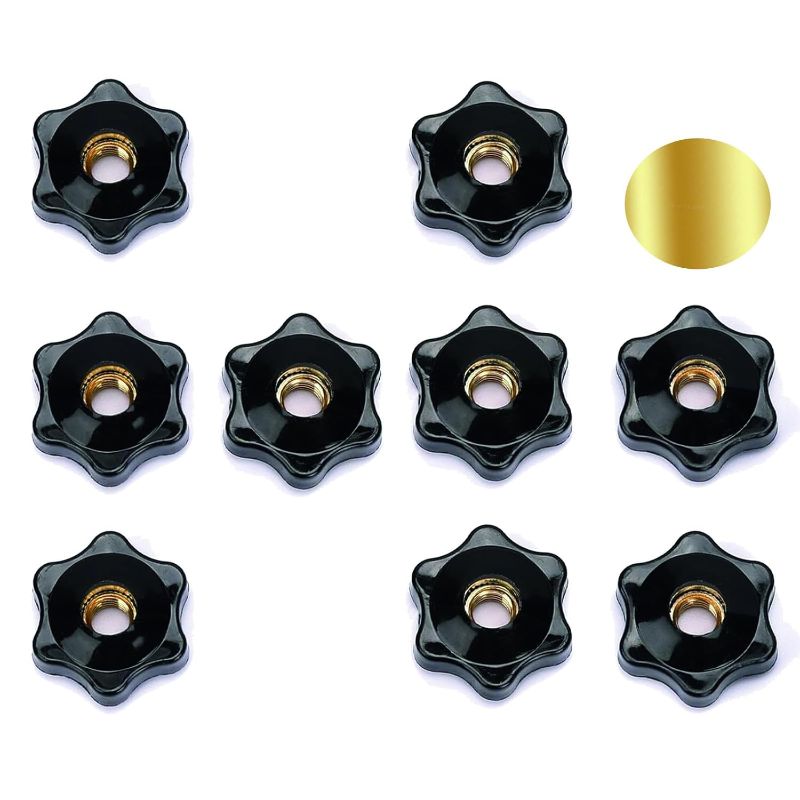 Photo 1 of 10 Pack 6 Star Knobs 1/4-20 knob Female Threaded Knobs Brass Hexagon Head Thru Knob Clamping Knobs Jig Knobs T Knob T Track Bolts Star Shape Hand Knobs. - 2 Sets