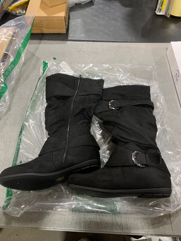 Photo 1 of Luoika Women's Extra Wide Calf Knee High Slouchy Boots, Wide Width Tall Boots with Flat Heel Side Zipper.BlackMF,180907,9XW