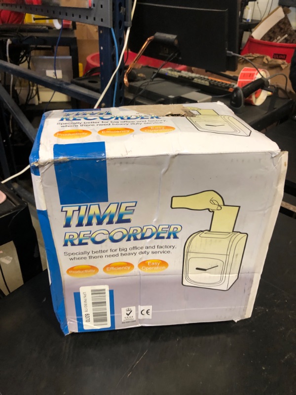 Photo 1 of Employee Time Clocks for Small Business, Auto-Align Time Clock Punch Machine with 50-Piece Time Cards, Two Security Keys, and One Ink Ribbon Cartridge