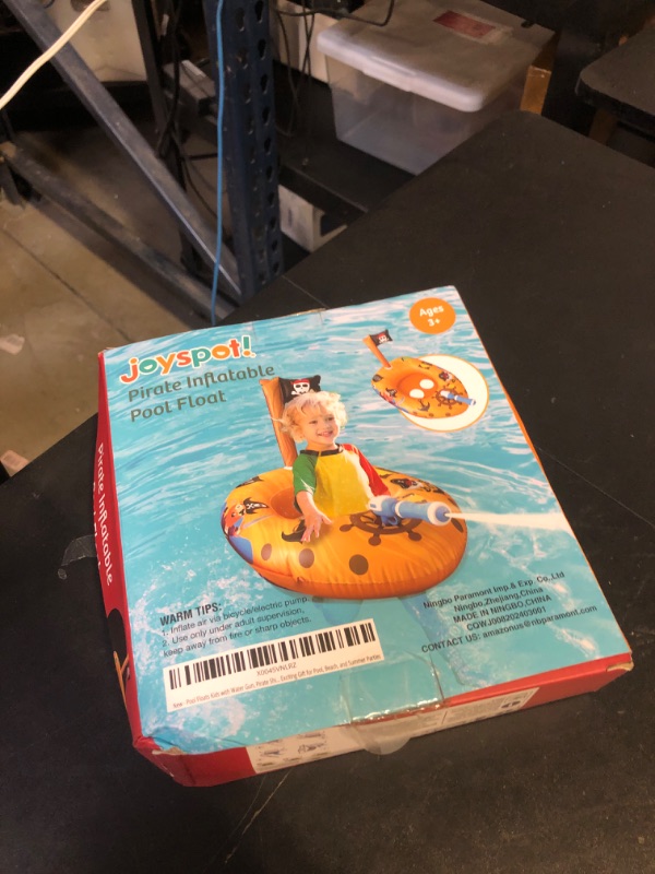 Photo 1 of Inflatable Pool Floats Kids with Water Gun, Pirate Ship Pool Floats for Toddlers, Blow Up Pool Toys for Kids Ages 4-8, Summer Fun Boat Shaped Water Toys Swimming Floaties for Boys and Girls
