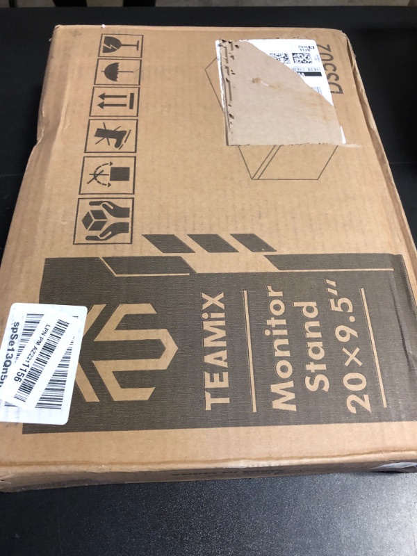 Photo 1 of TEAMIX Wooden Monitor Stand Riser-2 Tier White Laptop Stand for Desk, Monitor Riser for TV/Printer/Keyboard, Computer Stand with Storage Home Office Desk Shelf Organization