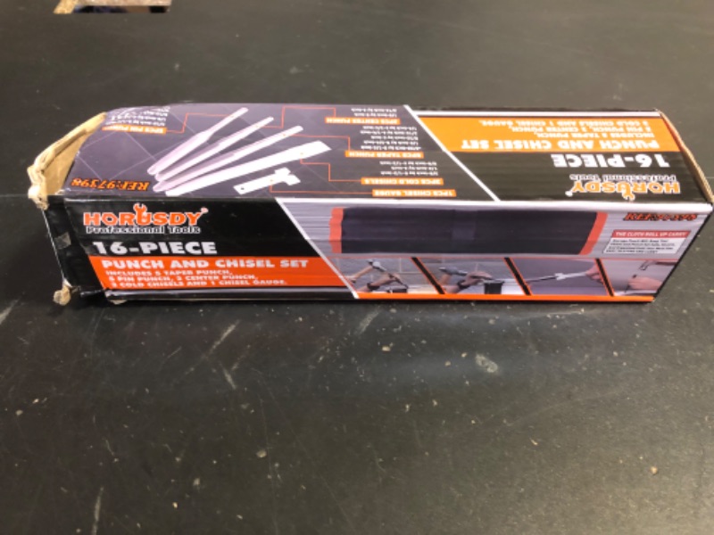 Photo 1 of HORUSDY 16-Piece Punch and Chisel Set, Including Taper Punch, Cold Chisels, Pin Punch, Center Punch