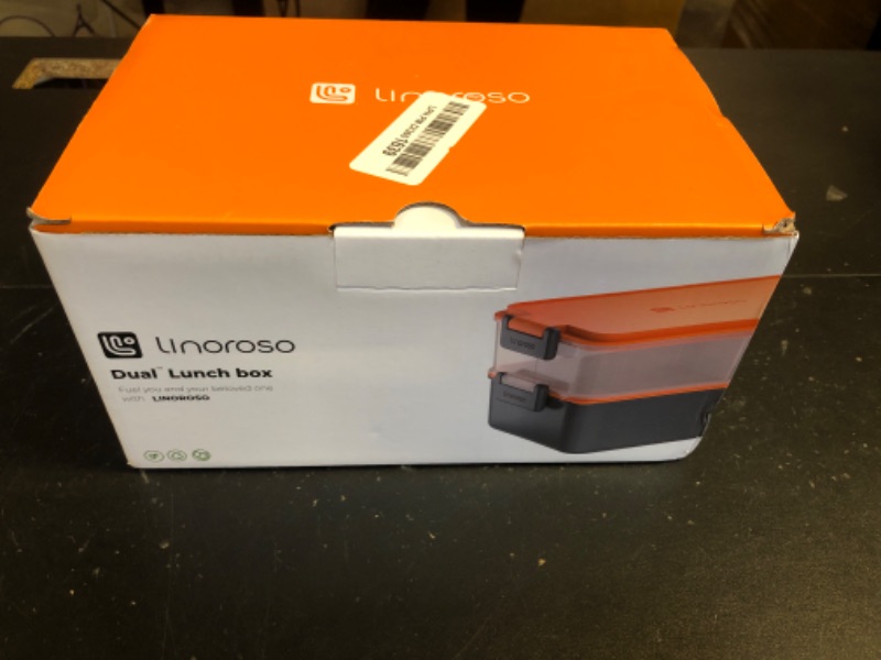 Photo 1 of linoroso Stackable Bento Box Adult Lunch Box | Meet All You On-the-Go Needs for Food, Salad and Snack Box, Premium Bento Lunch Box for Adults Include Utensil Set, Dressing Containers - Lava Orange