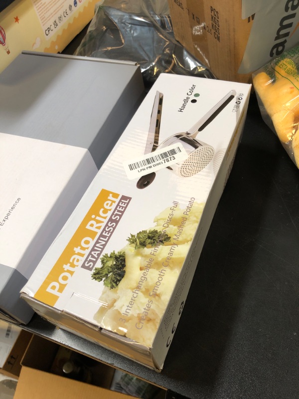 Photo 1 of Potato Ricer, Ricer For Mashed Potatoes, Large 15 oz Heavy Duty Potato Ricer Stainless Steel Make Fluffy Mashed Potatoes, Fixed Ricer Disc Potato Masher Without Messy, With Silicone Handle