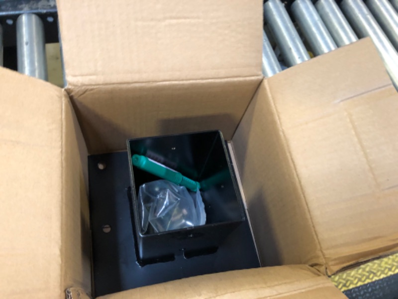 Photo 1 of Metty Metal 4"x4" Mailbox Base Plate, Gray Powder-Coated Fence Post Anchor, Q235 Steel Deck Post Base, Surface Mount Base Plate for Mailbox Post Deck Supports Porch Railing Post Holders (Black)