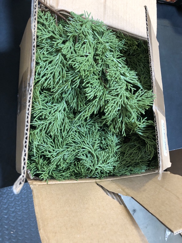 Photo 1 of 2 Pcs Christmas Norfolk Pine Garland- 6 Ft Dense Pine Realistic Touch Garland Ornament- Greenery Artificial Pine Cypress Garland for Christmas Holiday Mantle Fireplace Table Home Decor
