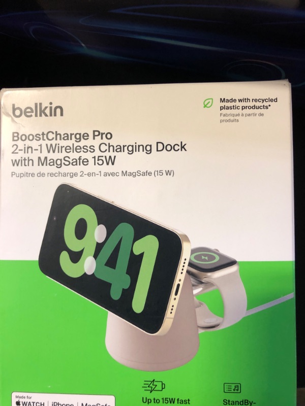 Photo 2 of 
Belkin 2-in-1 MagSafe Wireless Charging Dock 15W Fast Charge iPhone Charger Compatible with iPhone 16, 15, 14, and 13 Series, AirPods, and Other MagSafe