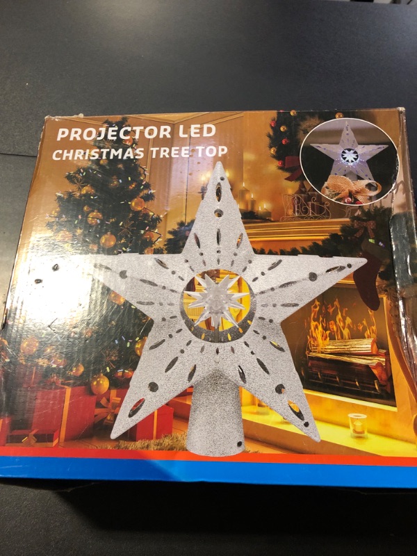 Photo 2 of 2024 Upgraded Christmas Tree Topper Star with 360°Rotating LED Lights [Dual Projection on Ceiling & Walls, and Elegant Moravian Star Design] Christmas Tree Topper Lights for Holiday Decor - Gold