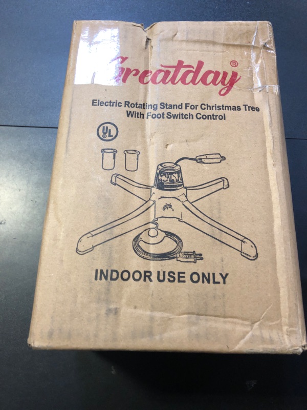 Photo 1 of GREATDAY Rotating Christmas Tree Stand with Foot Switch,360-Degree Rotating Christmas Tree Stand,Up to 7.5ft and 80 pounds Artificial Tree,with 3 Settings Trunk Diameter