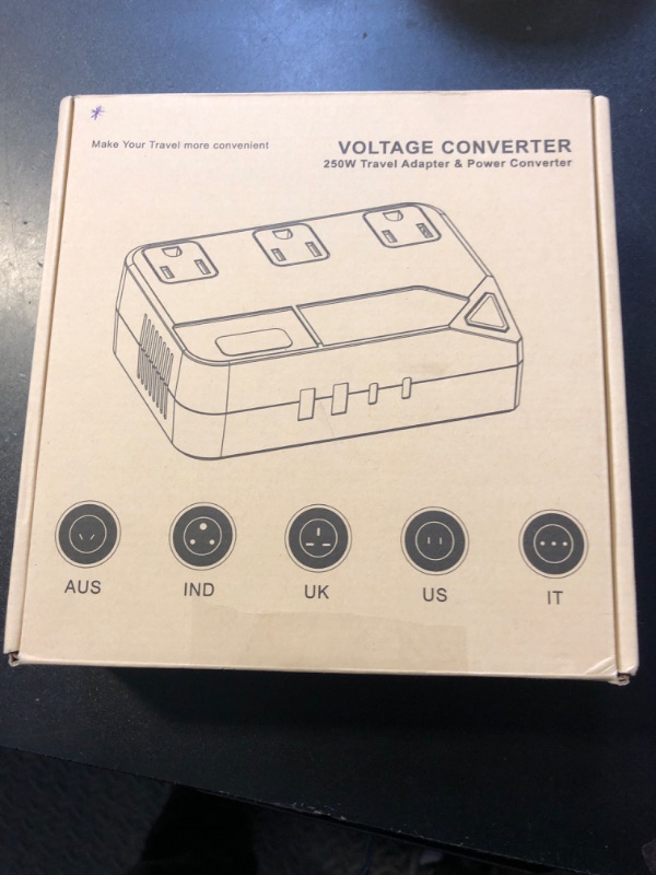 Photo 2 of 220 V a 110 V Travel Voltage Converter, 250 Watt Travel Voltage Converter with 4 USB Ports, and 3 AC Plugs, (Curlers, Straighteners, Chargers) Includes US/EU/UK/India/South Africa Plug(White)