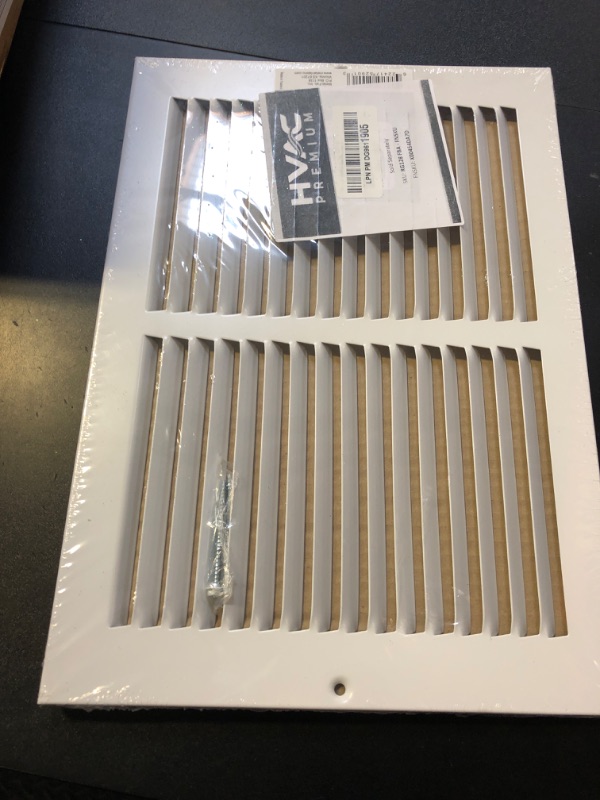 Photo 2 of 12"w X 8"h Steel Return Air Grilles - Sidewall and Ceiling - HVAC Duct Cover - White [Outer Dimensions: 13.75"w X 9.75"h]