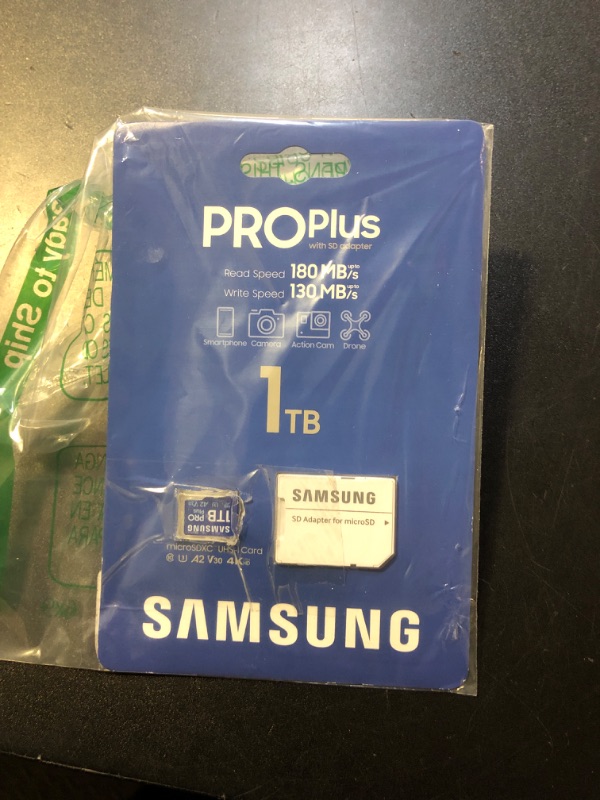 Photo 2 of SAMSUNG PRO Plus microSD Memory Card + Adapter, 1TB MicroSDXC, Up to 180 MB/s, Full HD & 4K UHD, UHS-I, C10, U3, V30, A2 for Android Phones, Tablets, GoPRO, DJI Drone, MB-MD1T0SA/AM, 2024