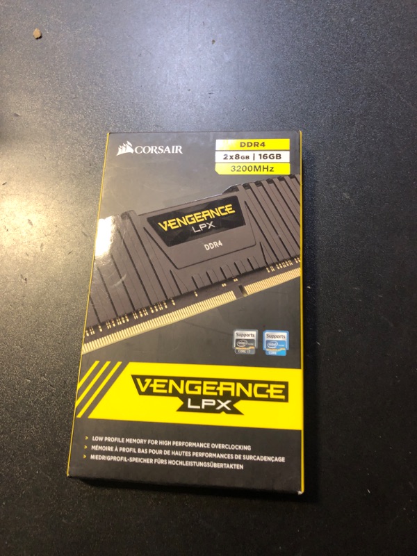 Photo 2 of CORSAIR VENGEANCE LPX DDR4 RAM 16GB (2x8GB) 3200MHz CL16-18-18-36 1.35V Intel AMD Desktop Computer Memory - Black (CMK16GX4M2B3200C16)