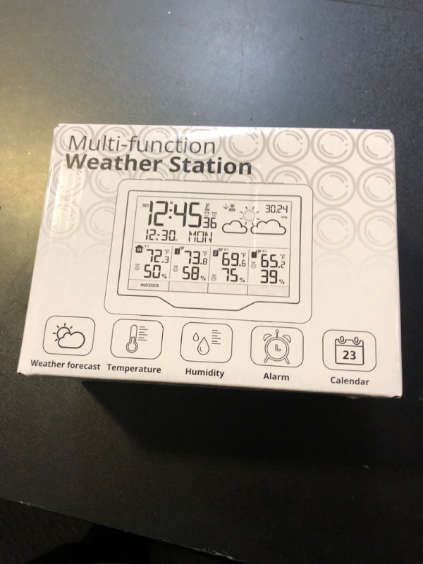 Photo 2 of Weather Stations Indoor Outdoor Thermometer Wireless Temperature Humidity Monitor with Digital Atomic Clock, Weather Station with Multiple Sensors