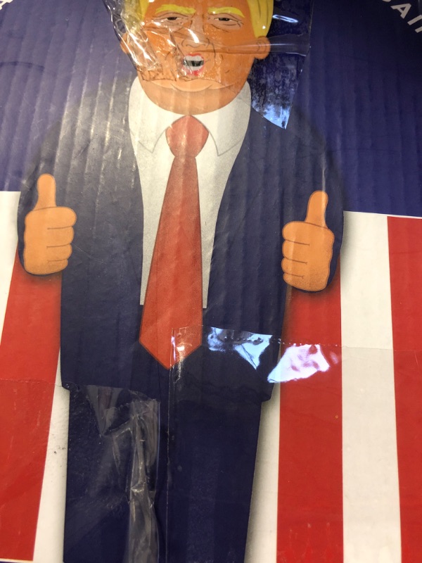 Photo 2 of 8ft Inflatable Trump Outdoor Decorations Blow Up Inflate Donald with Thumb Up Lighted Celebration with Blue Suit & Red Tie President Election Decor for Halloween Xmas Themed Party Yard Garden