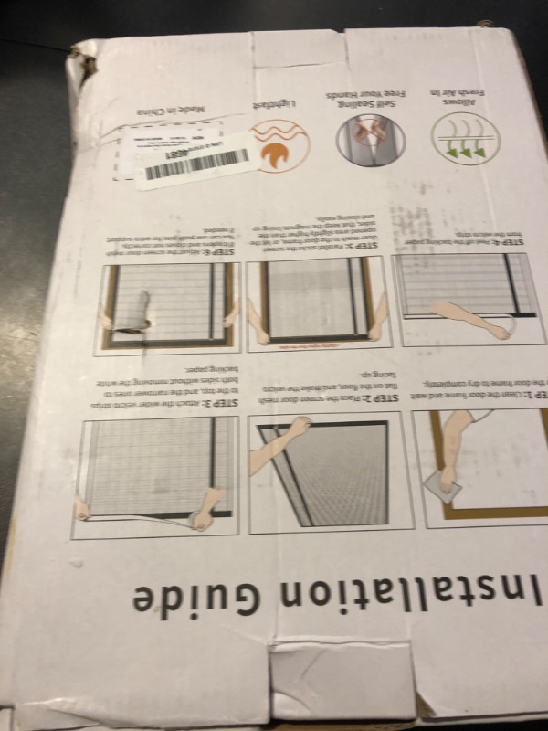 Photo 1 of CHIYUNS Magnetic Screen Door Mesh 52 x 81.6 Inch, Fit Door Size 50 x 80 Inch, Reversible Left Right Side Opening, Grey Fiberglass Door Screen Magnetic Closure, Self Sealing, Keep Bugs Out