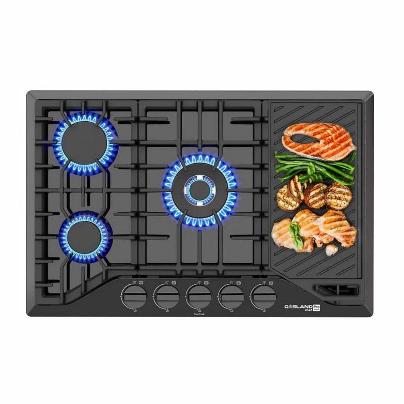 Photo 1 of 30 in. NG/LPG Convertible Gas Cooktop 5 Sealed Burners Cook Tops in Porcelain Enamel