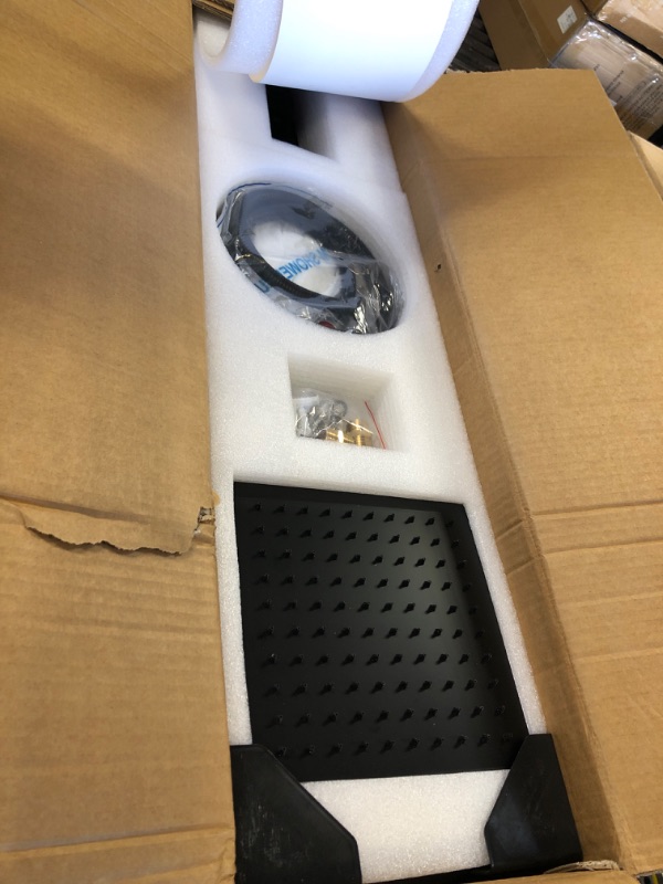 Photo 1 of Achelous Square Rainfall Shower Head Panel System with Thermostatic,Stainless Steel High Pressure Turbo Body Jets Waterfall Shower Tower,Brass Handheld Wand in Matte Black